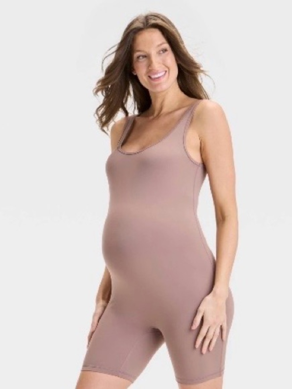 Isabel by Ingrid & Isabel-Women’s Short Maternity Jumpsuit, Taupe, Size M, NWT! - Picture 1 of 4